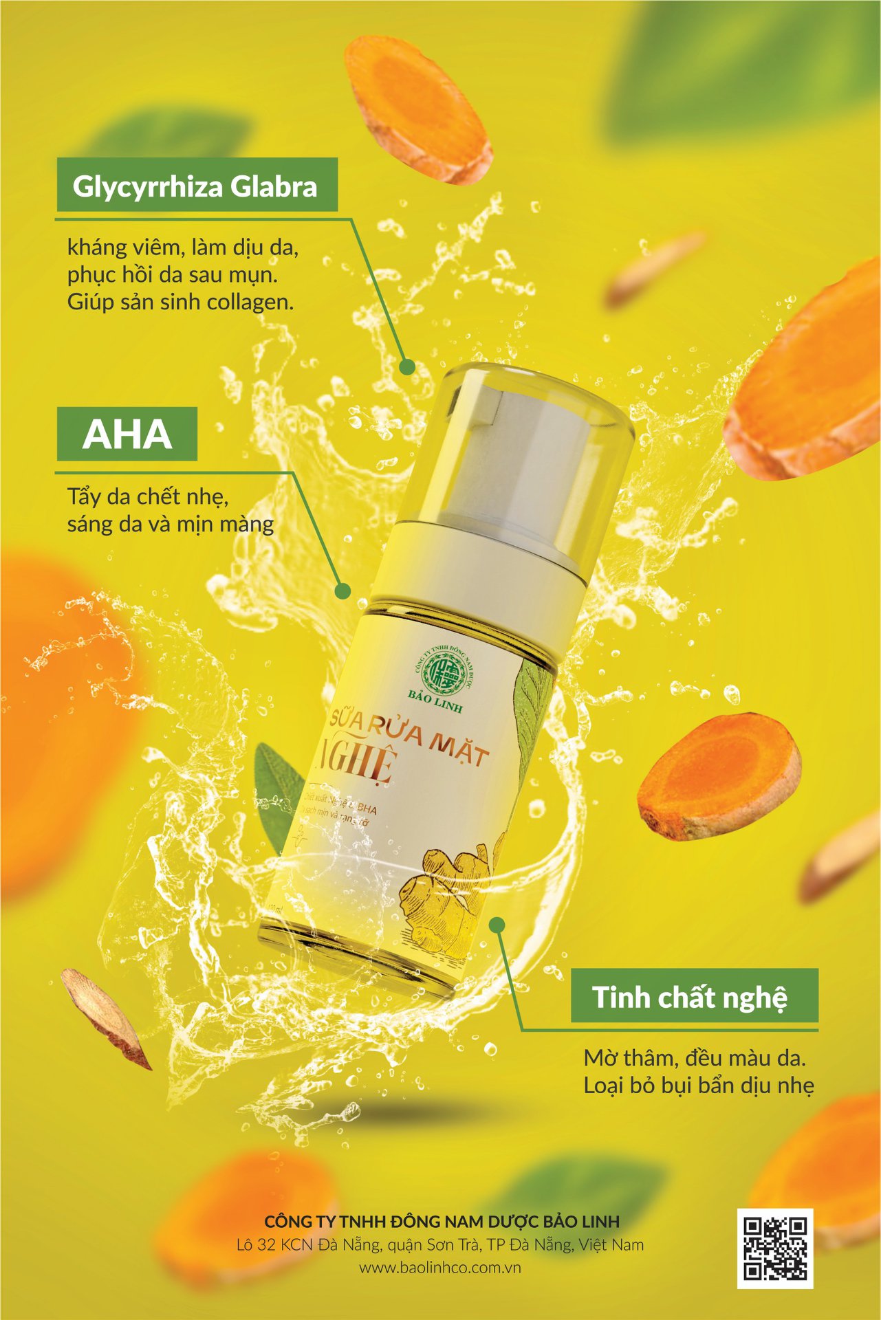 Sữa rửa mặt nghệ Bảo Linh AHA tạo bọt